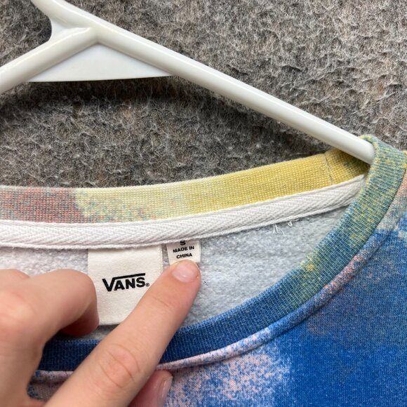 Vans Sweatshirt Womens Small Multicolor Tie Dye Crewneck Off The Wall Graphic - Picture 4 of 10